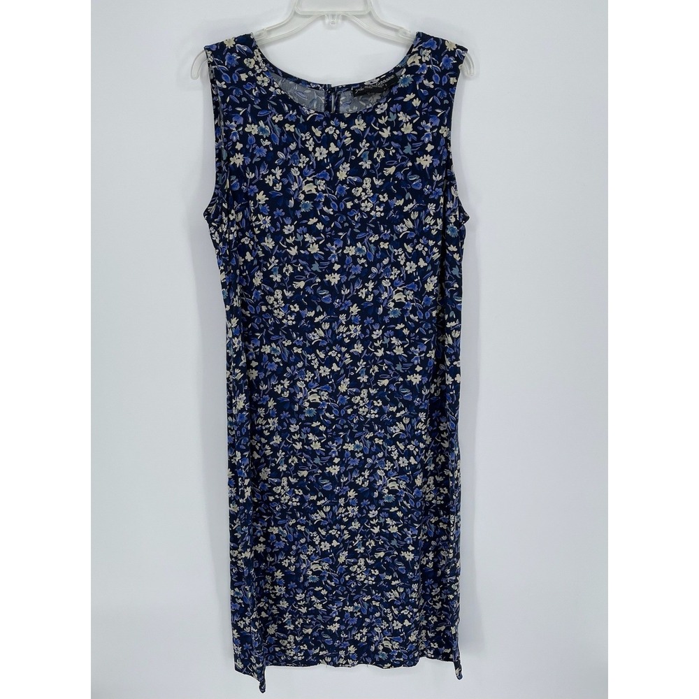 Jamie Brooke‎ Vintage Women's Blue Floral Sleeveless Midi Sheath Dress Size 18